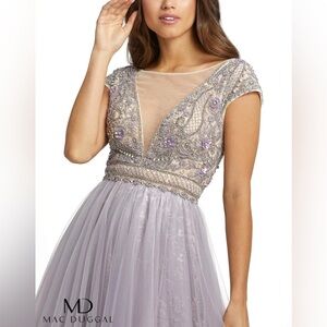 Mac Duggal Lavender Cap Sleeve beaded dress prom pageant unicorn Rare